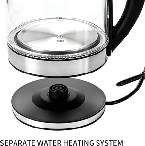 Bouilloire électrique en verre 2,0 L 1500 W avec lumière LED 360° °   Base sans fil à arrêt automatique CE/GS/CB, disponible en version OEM, qualité hôtelière - Product Image 2