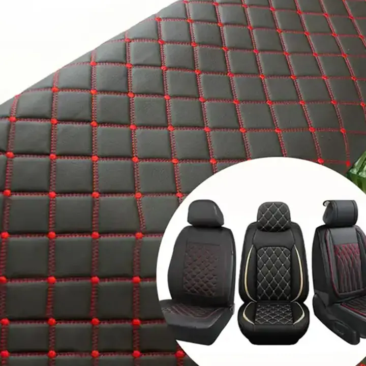 Factory Thickened Waterproof Cotton Litchi Embroidered Soft Cars Seat Upholstery faux leather designer fabric