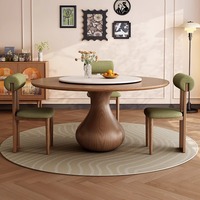 Moderner Esstisch aus massivem Holz im antiken Stil mit Rock Plate Chair Combo für kleine Apartments und Plattenspieler