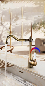 Modern European Style Flexible Antique <strong>Brass</strong> Faucet Gold Ceramic Handle Single Hole Kitchen Sink Hospital Home Use 360 Degree - Product Image 3