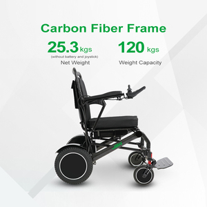 Silla de ruedas motorizada ligera con marco de fibra de carbono Caja de cartón de metal eléctrica negra Batería de iones de litio Ce 2 PCS Clase II 20KM - Product Image 3