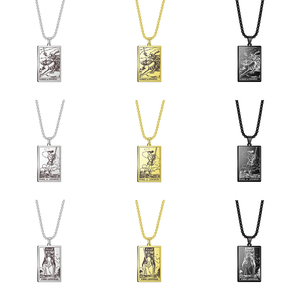 Vintage Custom Palazzo Tarocchi Mazzo di Carte Del Pendente Collana In Acciaio Inox Re Regina Cavaliere Pagina Spade Oro Reale Ha Placcato il Pendente - Product Image 1