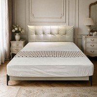 Lit Double Romantique en Cuir Écologique et Peluche, Design Français, pour Hôtel, Villa, Chambre Principale - Vente en Gros OEM