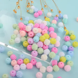 Candy colorful pumpkin beads Macaron color resin 10mm Perforated beads for DIY kids Handmade Jewelry Making Rainbow Bag