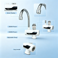 Robinet d'eau électrique à chauffage instantané en plastique, bec pivotant chromé, commande manuelle, affichage LED, pour maison et garage, 110V