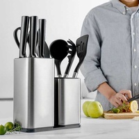 Seau De Stockage Insert En Acier Porte-Couteau En Acier Inoxydable Cuisine Planche À Découper Fournitures Italien Porte-Couteau Titulaire