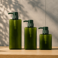 Flacon de gel douche unique, carré, en plastique ambré, avec pompe à lotion, emballage cosmétique de luxe personnalisé