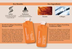 Shampooing et revitalisant JUSTK à la kératine et au collagène pour cheveux abîmés, chaînes de supermarchés, réparation protéique, shampooing à base de plantes, ensemble de soins capillaires - Product Image 3