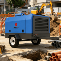 Compresseur d'air à vis diesel portable DUKAS SDP-420E, lubrifié, refroidi par air, haute efficacité, 12 m/min, 0,8 MPa, pour usage intensif en construction