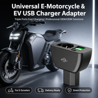 Chargeur USB pour moto à large plage de tension, QC 3.0, double port USB-A et Type-C, prise de charge rapide pour vélo électrique, scooter, téléphone