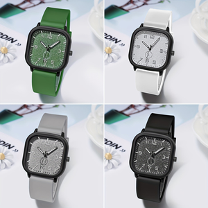 Orologio da Polso al Quarzo LP64 Luxe con Cassa Quadrata per Uomo, Quadrante Classico Semplice, Cinturino in Silicone, Verde Bianco Grigio Nero, Orologi Casual da Uomo - Product Image 6