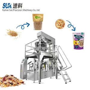 Factory Direct Sales Automatic Grain Cereal Cocoa Stand Up Zipper Pouch Filling Granular Sealing Plastic Bag Packaging Machine