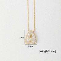 Delicado latón sólido circón alfabeto 14K oro globo inicial burbuja encanto nombre letra colgante collar joyería regalo para mujer