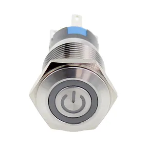 19mm on off illuminated rgb waterproof high quality stainless shell metal push button switch
