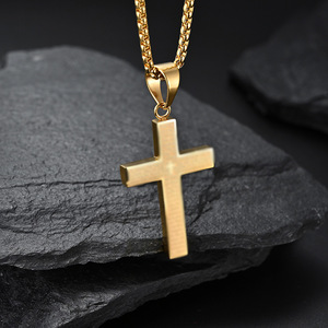 Collier croix en acier titane style Yunnique pour homme, design de niche, bijoux artistiques inaltérables, hiver 2025, poli - Product Image 4