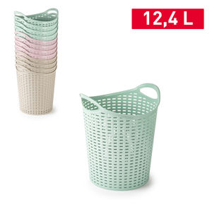 Panier tissé en plastique 12,4 L pour rangement domestique, couleurs assorties - Product Image 1