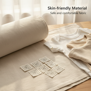 Étiquettes en coton satiné imprimées, de forme carrée, découpées au laser, de haute qualité, personnalisables, lavables et écologiques - Product Image 3