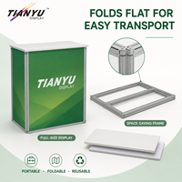 Comptoir de réception pliable compact TIANYU, structure en aluminium, table de salon professionnel, étagère de rangement, stand promotionnel portable pour événements