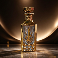 Flacon de parfum de luxe en verre doré 150 ml, flacon octogonal, verre électro-plaqué, flacon d'huile essentielle