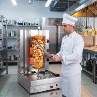 Grill à shawarma à gaz 3 brûleurs, machine à kebab doner, grill vertical à rotation automatique