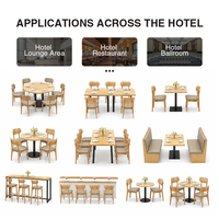 Moderne Hotel-Esszimmermöbel Holztische Rund und Rechteckig und Gepolsterte Stühle für Restaurant- und Bankettprojekte
