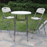 Usine Directe Portable 110cm Banquet De Mariage Pliable Blanc HDPE En Plastique Cocktail Haute Bar Table En Plein Air École Supermarché