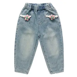 Оптовая продажа, Самые продаваемые новые весенние прочные белые джинсы для мальчиков с карманами, прямые джинсы для детей