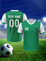 Maillot de football personnalisé avec logo OEM, design de club, unisexe, col en V, polyester, impression par transfert thermique, séchage rapide