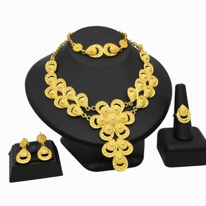 Vàng Sang Trọng Màu Sắc Trang Sức Set 24K Mạ Vàng Ấn Độ Quyến Rũ Đồ Trang Sức Cưới Set Cho Món Quà Cưới - Product Image 6