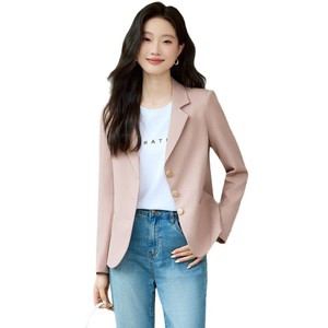 Pink Women's Blazer Solid Color No-Wrinkle Treatment Casual Fit Autumn Style - Product Image 5