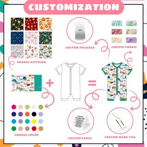 유니섹스 아기 유아 짧은 소매 지퍼 대나무 viscose 스판덱스 Onesie Jumpsuit 잠옷 아이 유아 Rompers 옷 - Product Image 4