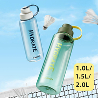 Bouteille d'eau en plastique écologique de 1L grande capacité de qualité alimentaire pour la vente en gros, idéale pour la consommation directe en camping, voyage et sports de plein air personnalisés