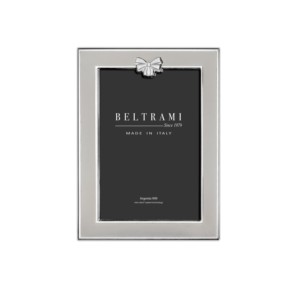 Beltrami Photo <b>Frame</b> <b>5x7</b> Silver Plated With Bow Design Made In Italy - Product Image 1