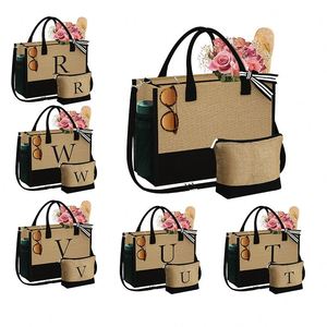 Personalized Custom Logo Crossbody Cosmetic Bags <b>Large</b> Jute <b>Handbag</b> Jute Beach Tote Bag for <b>Women</b> - Product Image 1