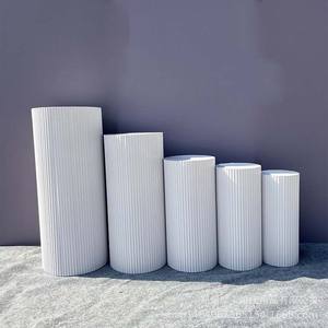 Juego de <span class=keywords><strong>5</strong></span> zócalos de hierro estilo ondulado, zócalos cilíndricos blancos, soporte de exhibición, soporte de mesa de postre para decoración de fiesta de boda - Product Image 1