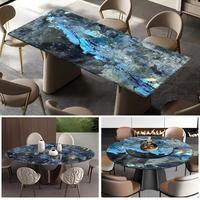 Natürlicher Importierter Blauer Jadeit Luxuriös Polierte Eingangsbereich-TV-Hintergrundplatten Esstischplatten Teetische Zhong Shi 18mm