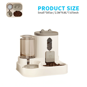 Distributore Automatico di Cibo per Gatti con Dispenser d'Acqua, in Plastica, Rettangolare, di Piccole Dimensioni per Alimentazione di Animali Domestici da Interno - Product Image 1