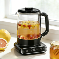 Ketel Listrik Kaca Tanpa Kabel 1.7L Laris Manis, Transparan dengan Kontrol Digital 220V untuk Penggunaan Rumah & Dapur