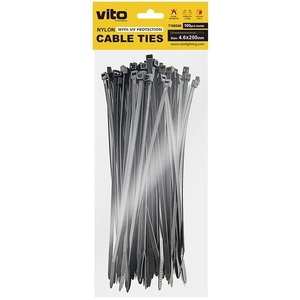 Attaches-câbles Vito 4,6x200mm en nylon avec protection UV, 100 pièces - Product Image 1