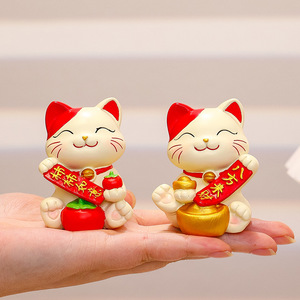 ตุ๊กตาแมวนำโชคเรซิ่นมินิออร์นาเมนต์ชุดหลายชิ้นฮวงจุ้ยตกแต่งโต๊ะทำงานที่บ้านของขวัญปีใหม่จีน - Product Image 4