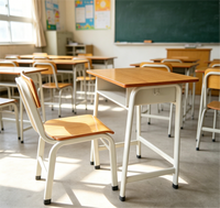 Ensemble de bureau et chaise pour étudiants en bois orange, moderne, économique et durable, idéal pour les salles de classe et les centres de tutorat