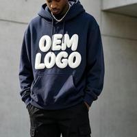 Siap Kirim Produsen Grosir Hoodie Oversize Custom Distressed dengan Cetak Puff dan Cetak Busa