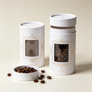 Boîte en papier cylindrique hermétique avec fenêtre transparente en PET, tube en papier recyclable, emballage pour grains de café, taille personnalisée OEM - Product Image 2