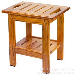 ลิน เย่ฟางเก้าอี้ไม้ในห้องน้ำพร้อมชั้นวางสีน้ำตาลสำหรับใช้ในบ้าน - Product Image 5