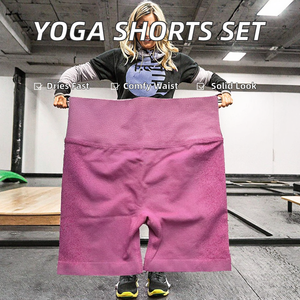 2026 Women's Solid Yoga Shorts Set Quick Dry Spandex/Nylon Elastic Waist Knee-Length 2-Piece Colorful Workout Shorts - Product Image 2