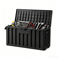 Boîte à outils en plastique empilable noire avec roulettes pour le rangement des outils de garage