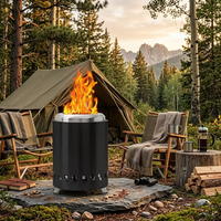 Poêle à bois portable simple en acier inoxydable, four à gazéification manuel pour camping extérieur alimenté au charbon de bois
