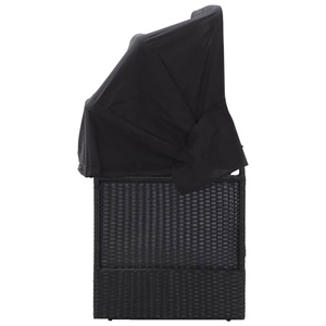 Patio exterior Jardín Poly <span class=keywords><strong>Rattan</strong></span> Mimbre Daybed con dosel Cortinas Sofá Chaise Patio <span class=keywords><strong>Rectangular</strong></span> Lounge Bed Poolside - Product Image 3
