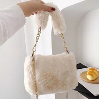 Sac à main chaîne de luxe, sac fourre-tout en fourrure, sacs chauds en peluche, sacs d'hiver pour femmes, sacs à main en fourrure moelleux portables