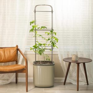Caja de maceta de tomate de jardín con enrejado, cama de jardín elevada rodante de riego automático para plantas de verduras trepadoras - Product Image 2